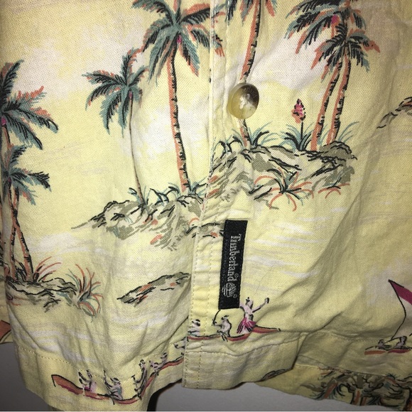 Timberland Performance Hawaiian Shirt Men's Size L Button Down Tropical Cotton - Picture 5 of 7